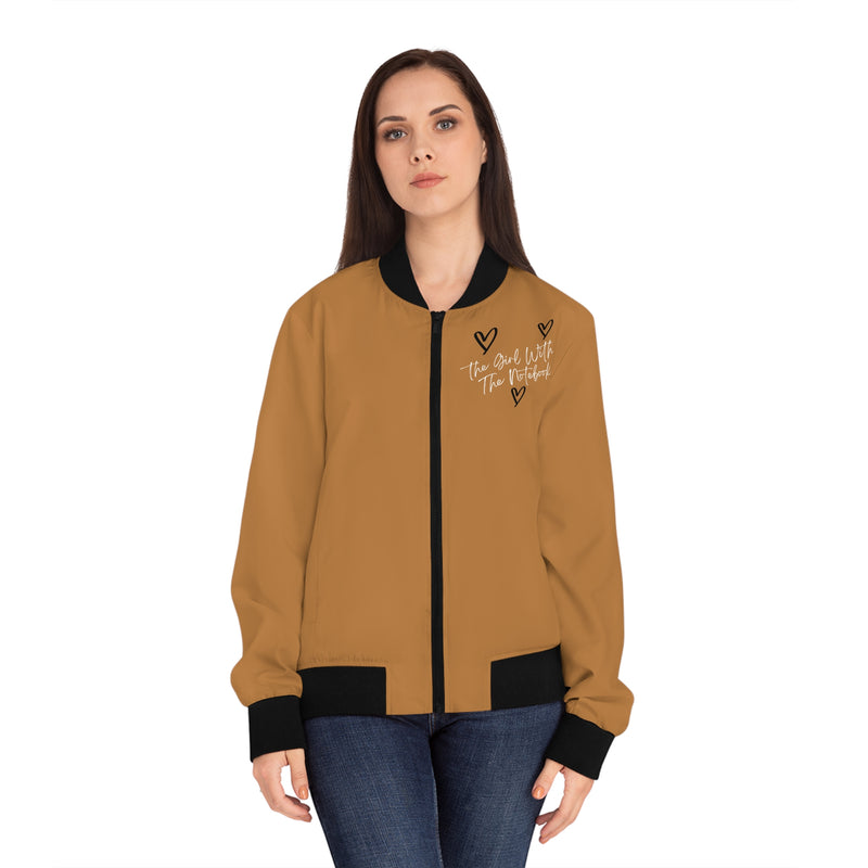 TGWTN Women's Bomber Jacket: Black/White | Light Brown