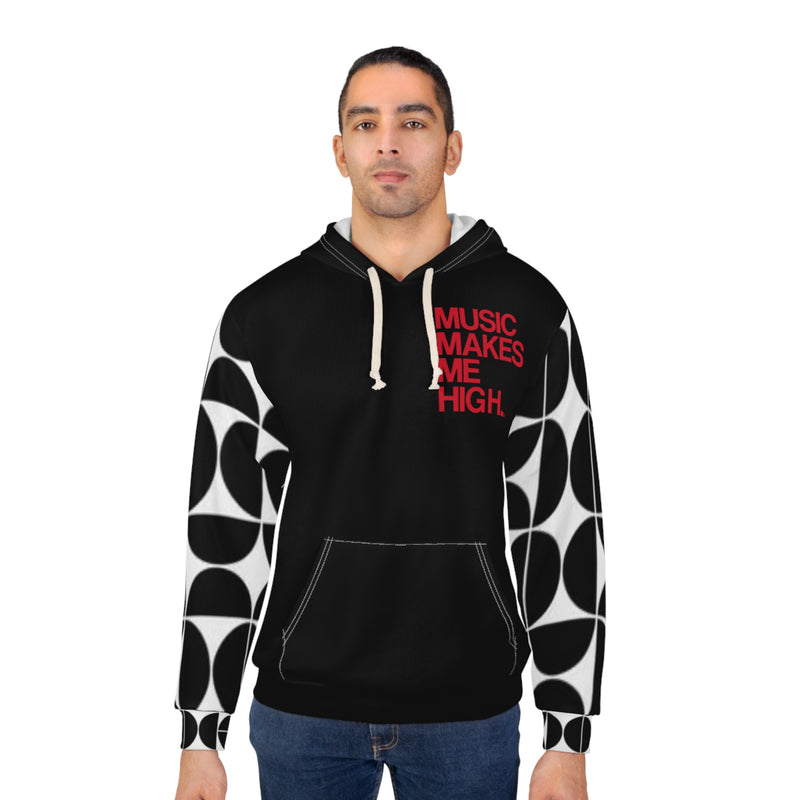 MMMH Unisex Hoodie: Black Geo/Black | Red