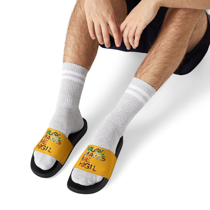 MMMH Unisex Slides: Yellow/Black | Graffiti