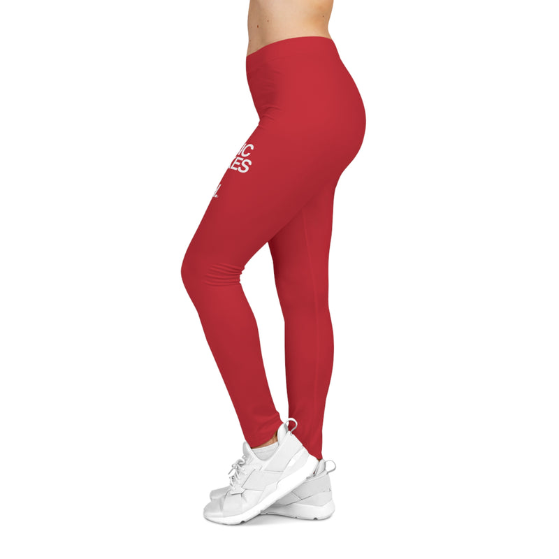 MMMH Leggings: Dark Red | White