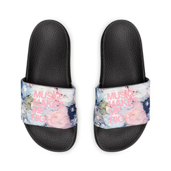 MMMH Unisex Sandals: Flowers/Black | Light Pink