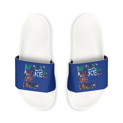 MMMH Unisex Slides: Dark Blue/White | Graffiti