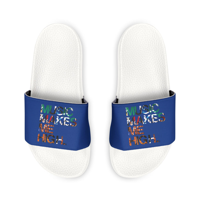 MMMH Unisex Slides: Dark Blue/White | Graffiti