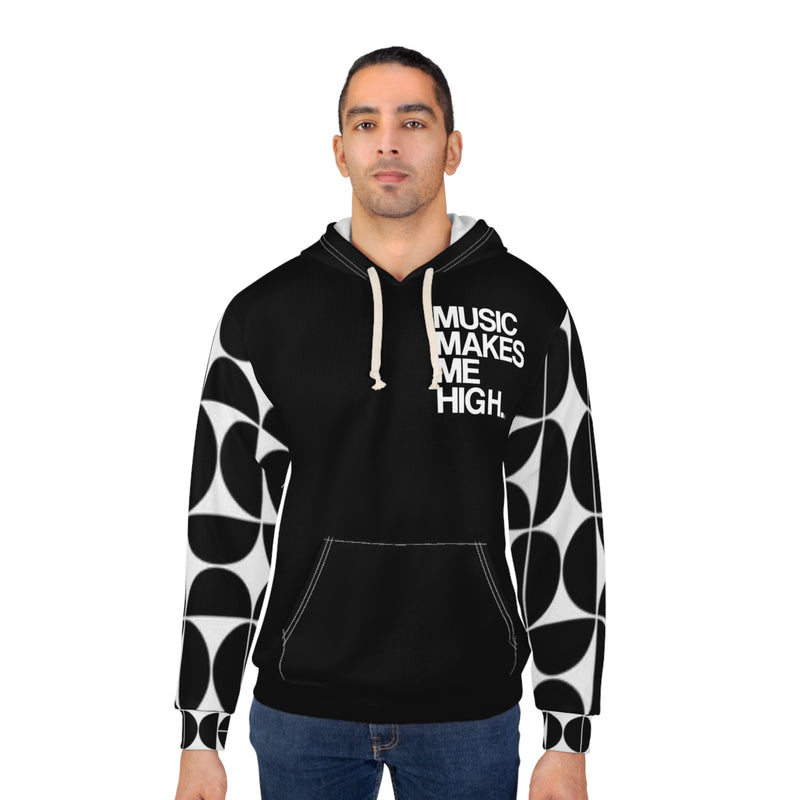 MMMH Unisex Hoodie: Black Geo/Black | White