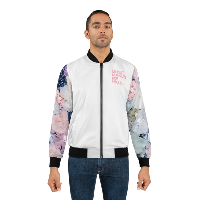 MMMH Unisex Bomber Jacket: Flowers/White | Light Pink