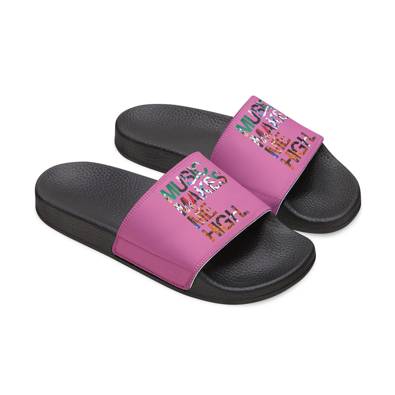 MMMH Unisex Slides: Light Pink/Black | Graffiti