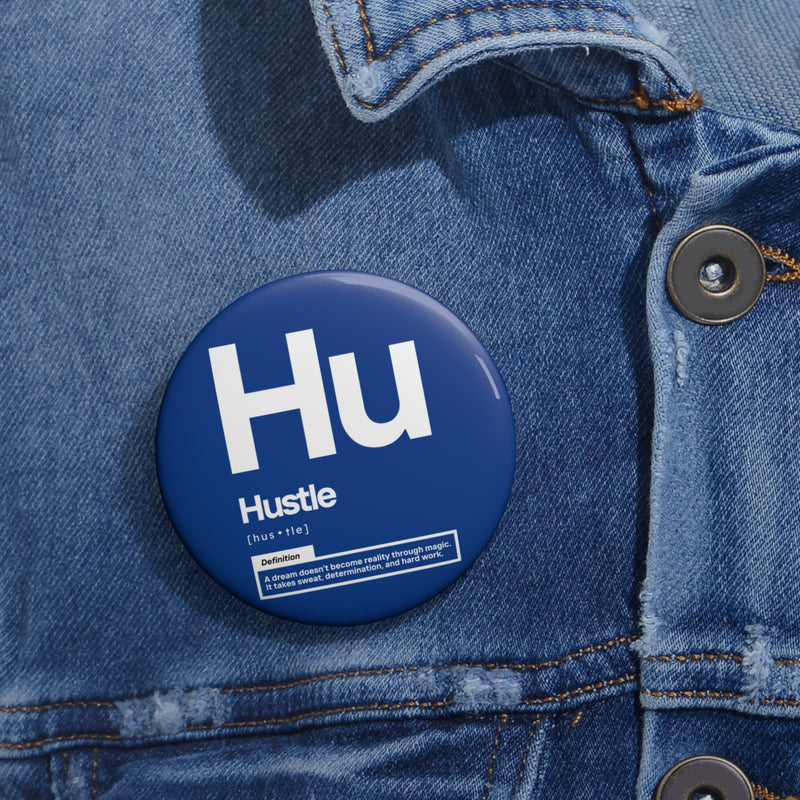 NOVL Round Pin: Hustle White | Dark Blue