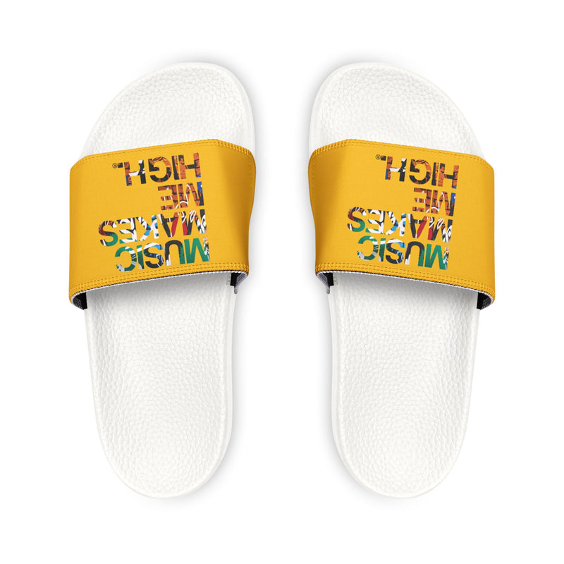 MMMH Unisex Slides: Yellow/White | Graffiti