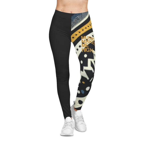 MMMH Leggings: Black Abstract/Black | Gold