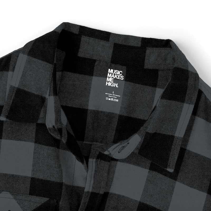 MMMH Unisex Flannel Shirt: Charcoal Heather | White