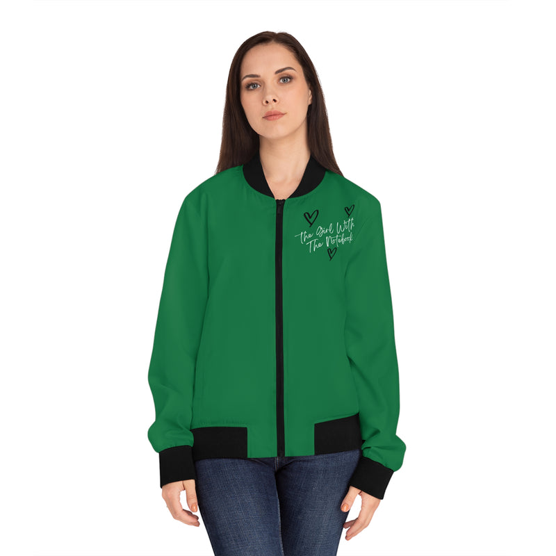 TGWTN Women's Bomber Jacket: Black/White | Dark Green