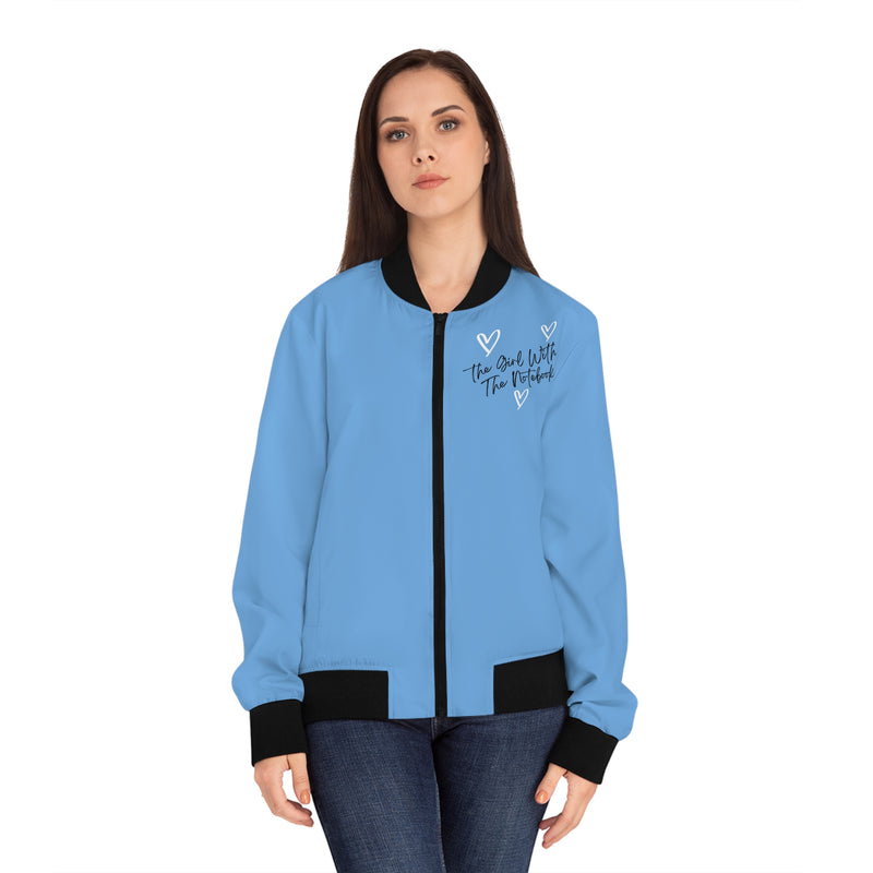 TGWTN Women's Bomber Jacket: White/Black | Light Blue