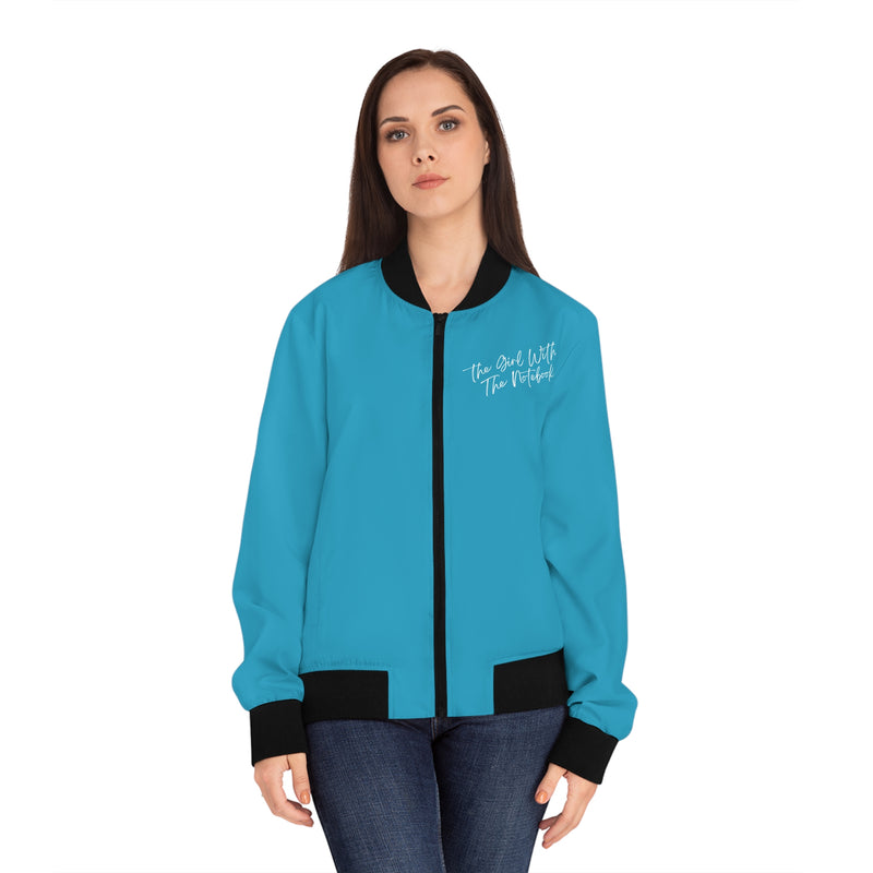 TGWTN Women's Bomber Jacket: White | Turquoise