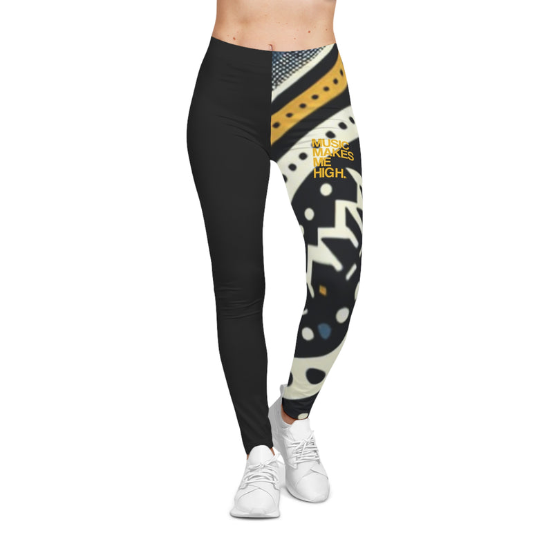 MMMH Leggings: Black Abstract/Black | Yellow