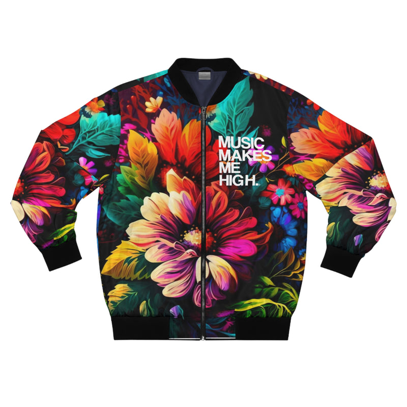 MMMH Unisex Bomber Jacket: Floral | White