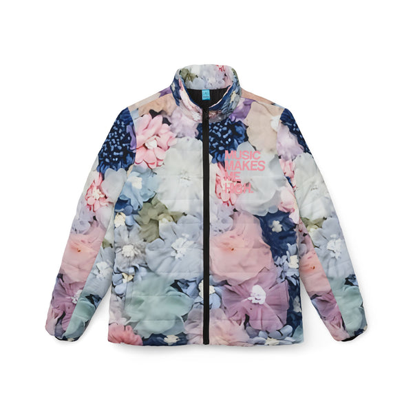 MMMH Women’s Puffer Jacket: Flowers | Light Pink