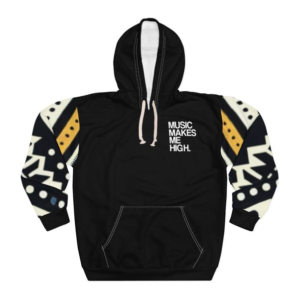 MMMH Unisex Hoodie: Black Abstract/Black | White