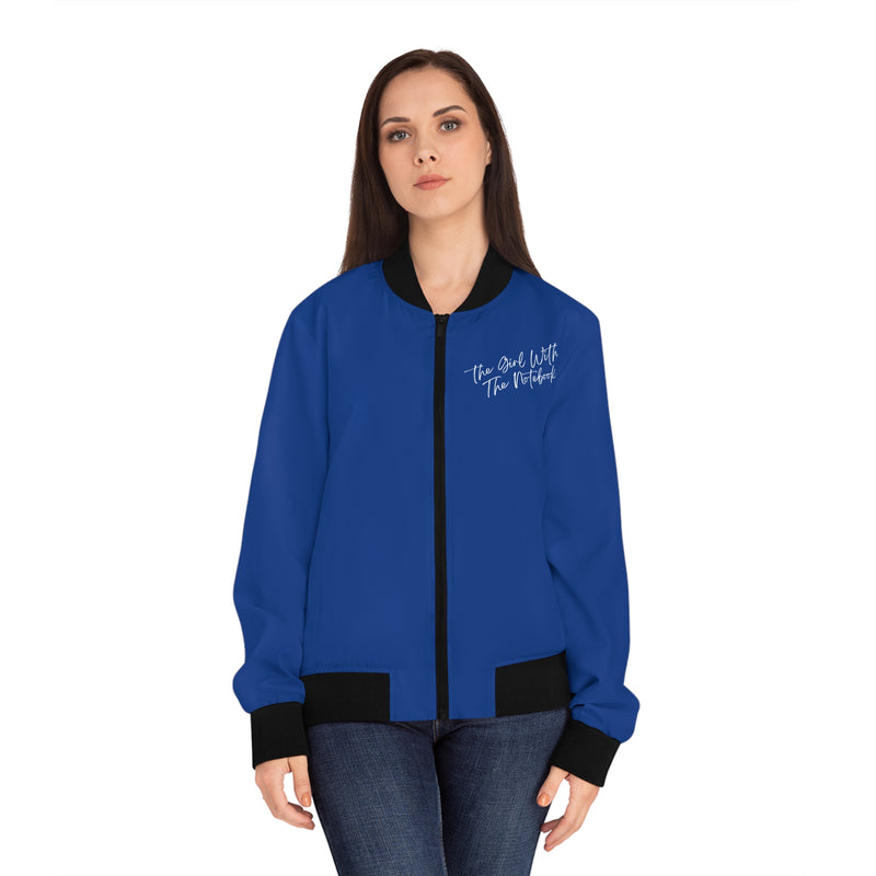 TGWTN Women's Bomber Jacket: White | Dark Blue