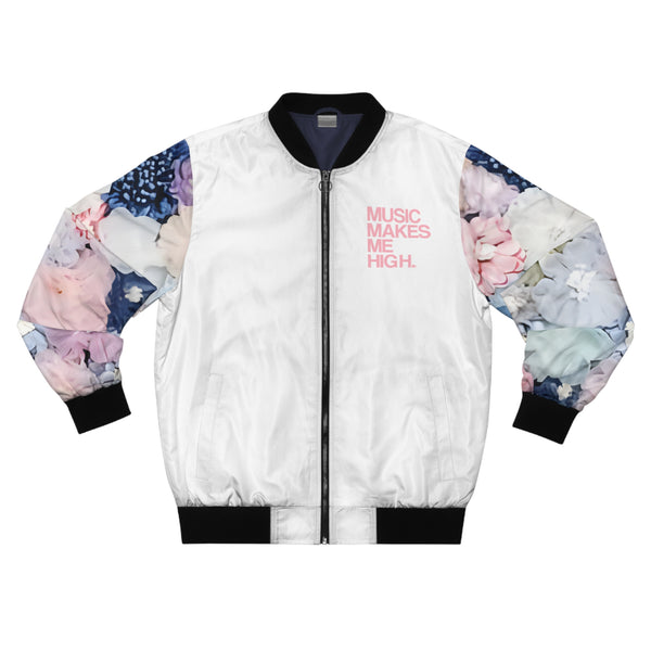 MMMH Unisex Bomber Jacket: Flowers/White | Light Pink