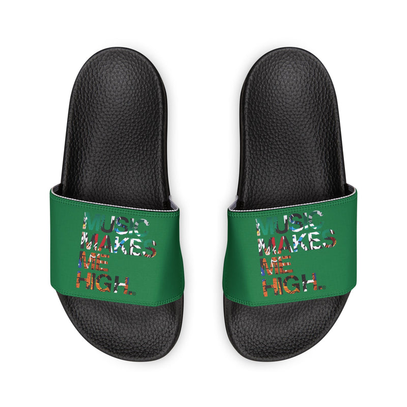 MMMH Unisex Slides: Dark Green/Black | Graffiti