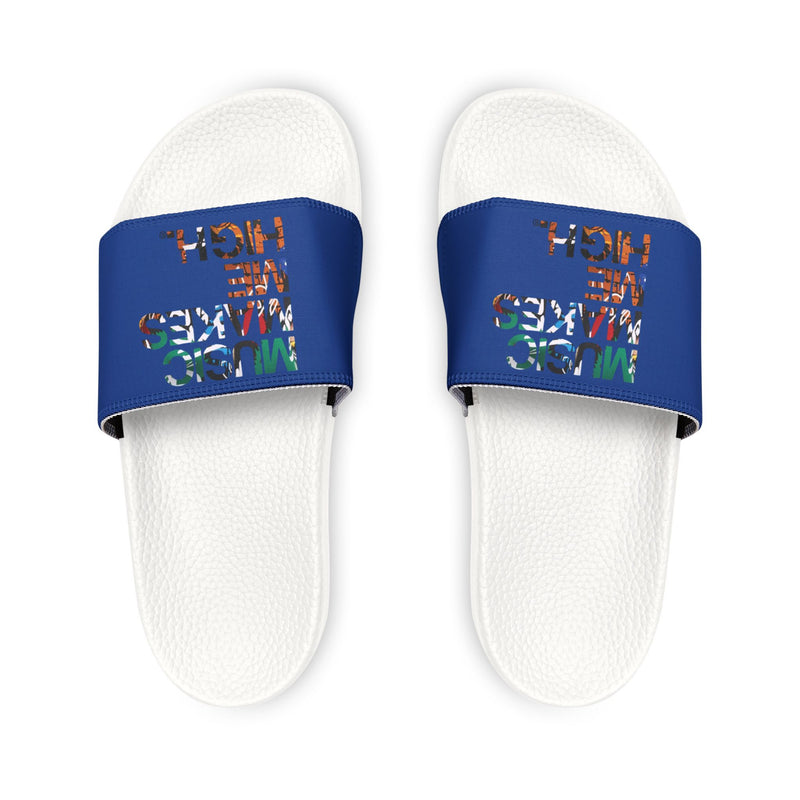 MMMH Unisex Slides: Dark Blue/White | Graffiti