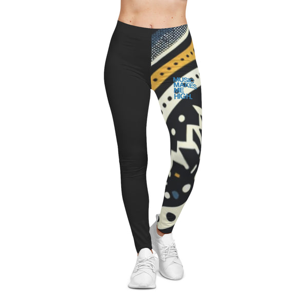 MMMH Leggings: Black Abstract/Black | Blue