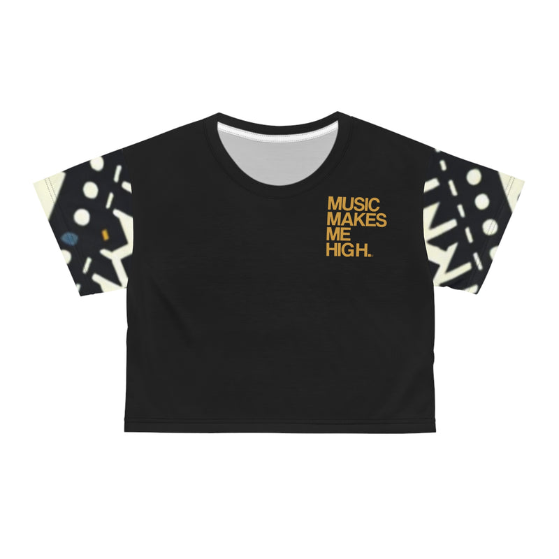 MMMH Cropped Top: Black Abstract/Black | Gold