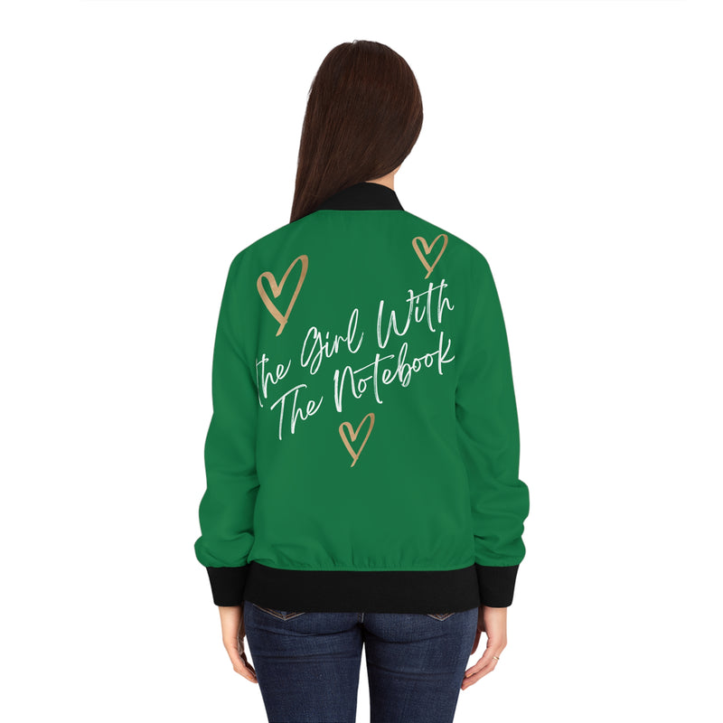 TGWTN Women's Bomber Jacket: Brown/White | Dark Green