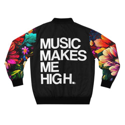 MMMH Unisex Bomber Jacket: Floral/Black | White