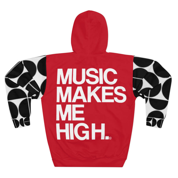 MMMH Unisex Hoodie: Black Geo/Red | White