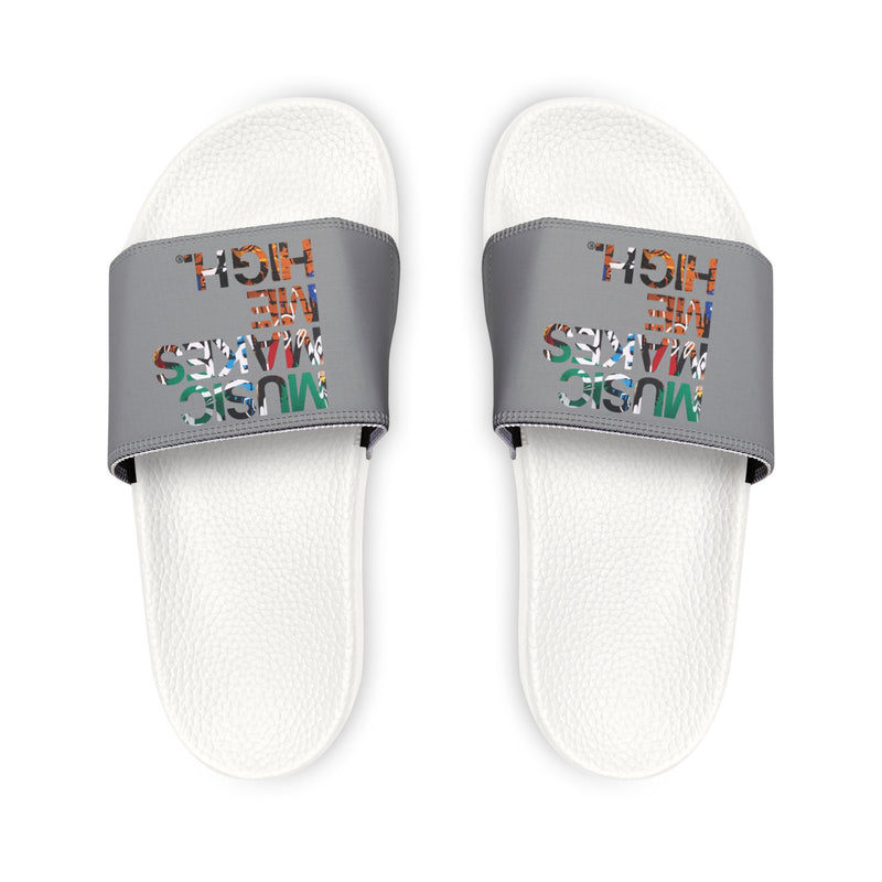 MMMH Unisex Slides: Grey/White | Graffiti