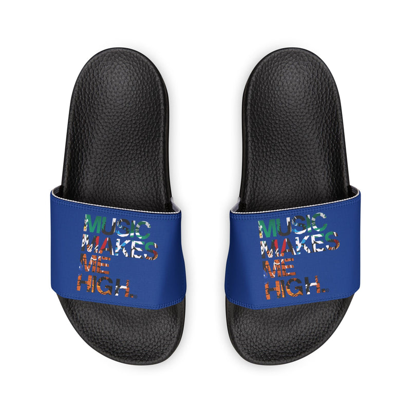 MMMH Unisex Slides: Dark Blue/Black | Graffiti