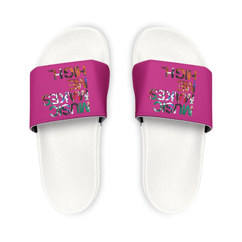 MMMH Unisex Slides: Pink/White | Graffiti