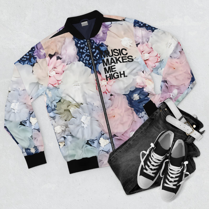 MMMH Unisex Bomber Jacket: Floral | Black