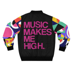 MMMH Unisex Bomber Jacket: Geo Print 2/Black | Pink