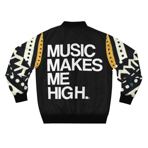 MMMH Unisex Bomber Jacket: Black Abstract/Black | White