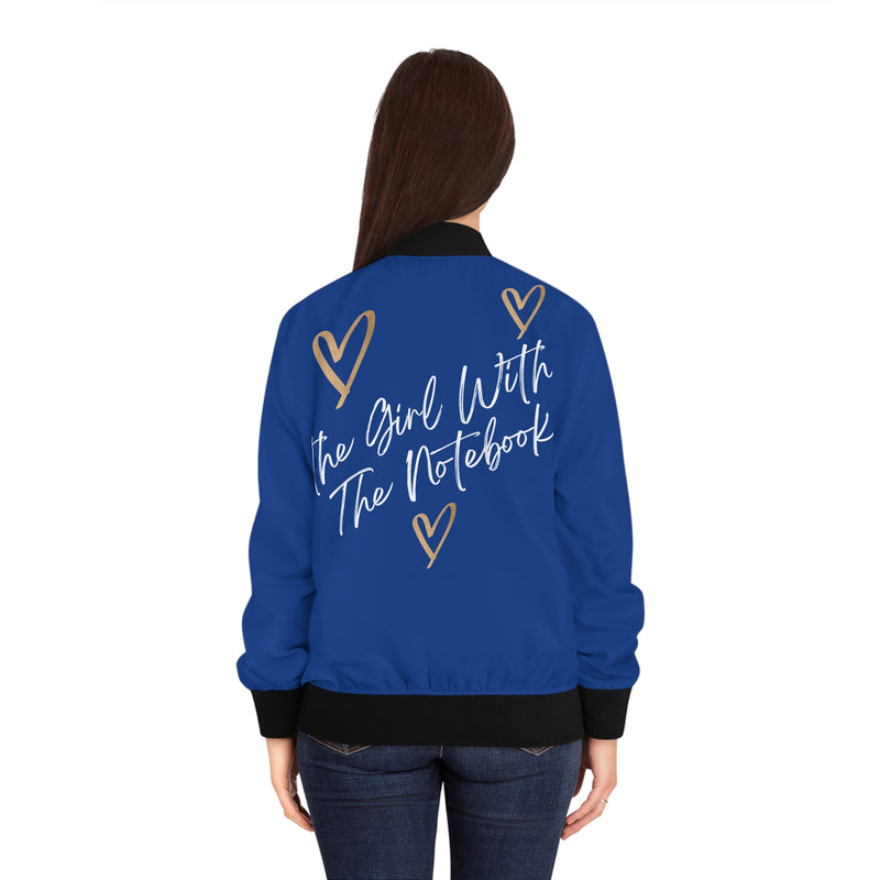 TGWTN Women's Bomber Jacket: Brown/White | Dark Blue