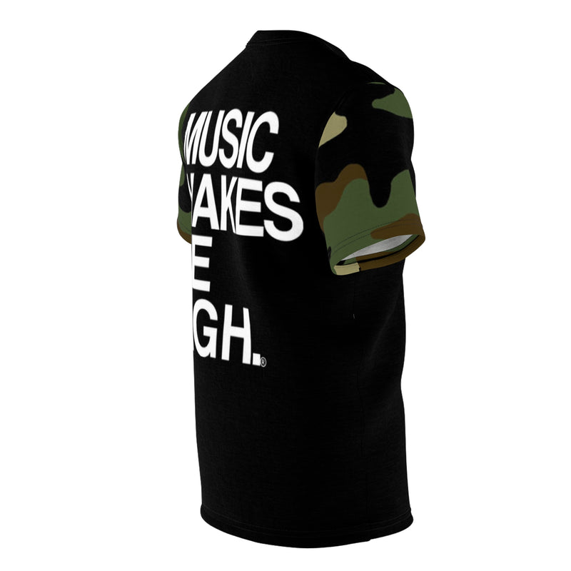 MMMH Unisex T-Shirt: Camo Sleeves/Black | White