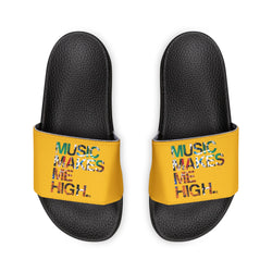 MMMH Unisex Slides: Yellow/Black | Graffiti