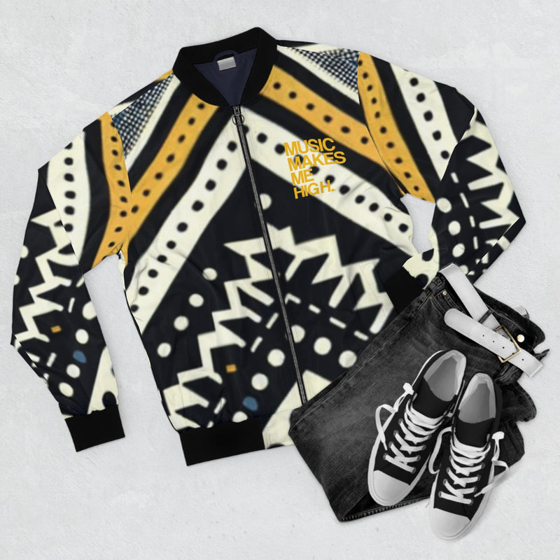 MMMH Unisex Bomber Jacket: Black Abstract | Yellow