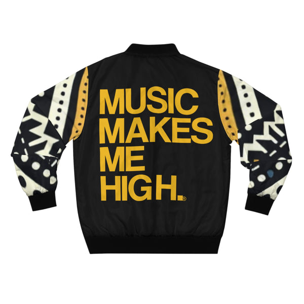 MMMH Unisex Bomber Jacket: Black Abstract/Black | Yellow