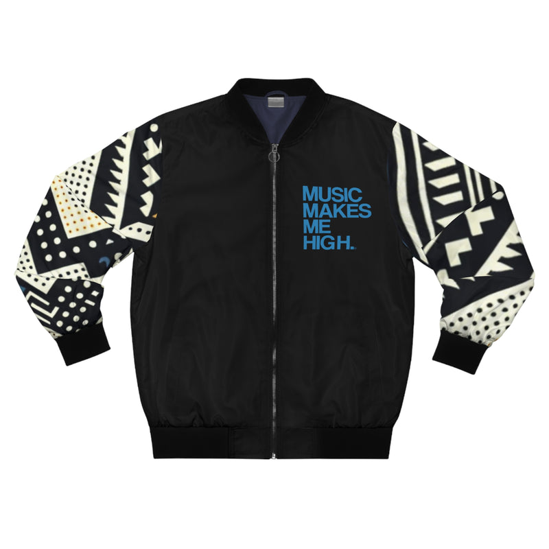 MMMH Unisex Bomber Jacket: Black Abstract/Black | Blue