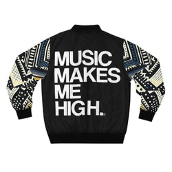 MMMH Unisex Bomber Jacket: Black Abstract/Black | White