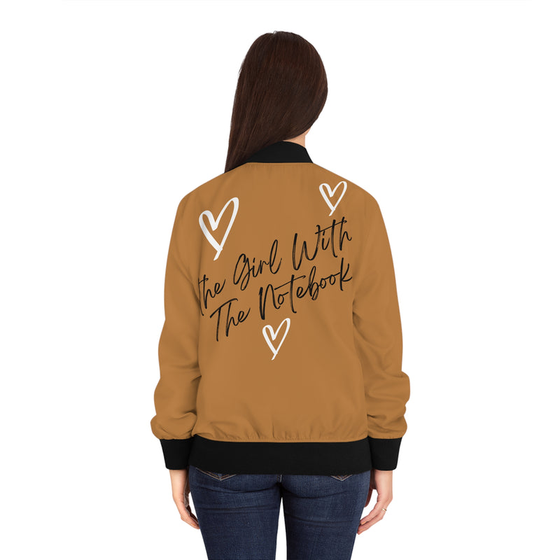 TGWTN Women's Bomber Jacket: White/Black | Light Brown