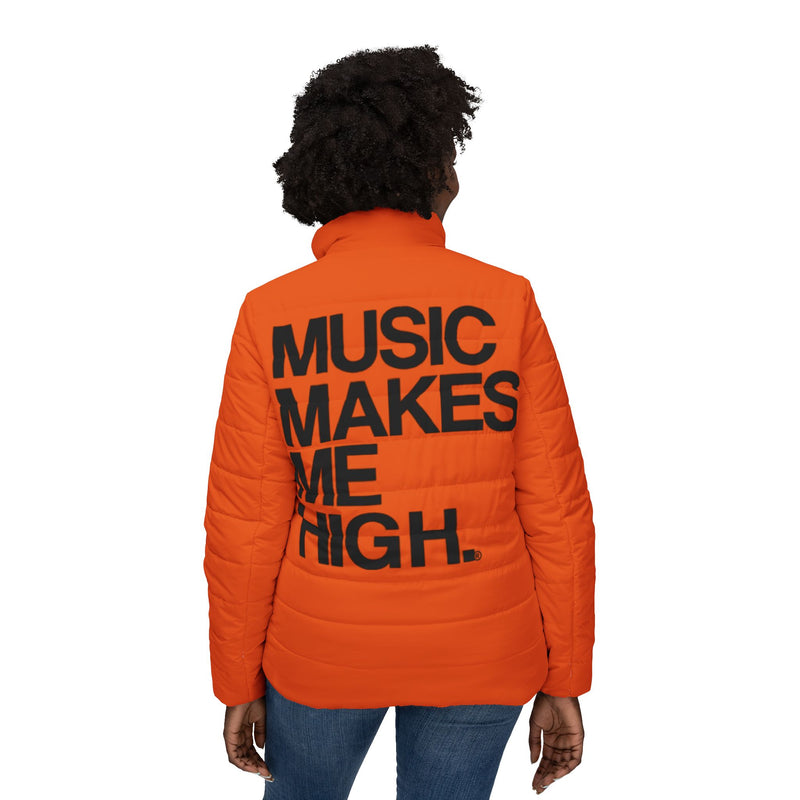 MMMH Women’s Puffer Jacket: Orange | Black