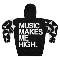 MMMH Unisex Hoodie: Black Geo/Black | White