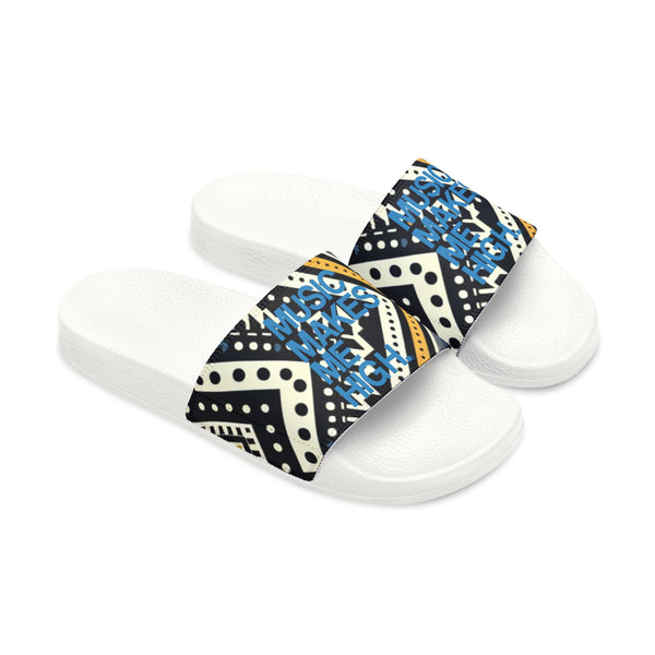 MMMH Unisex Sandals: Black Abstract/White | Blue