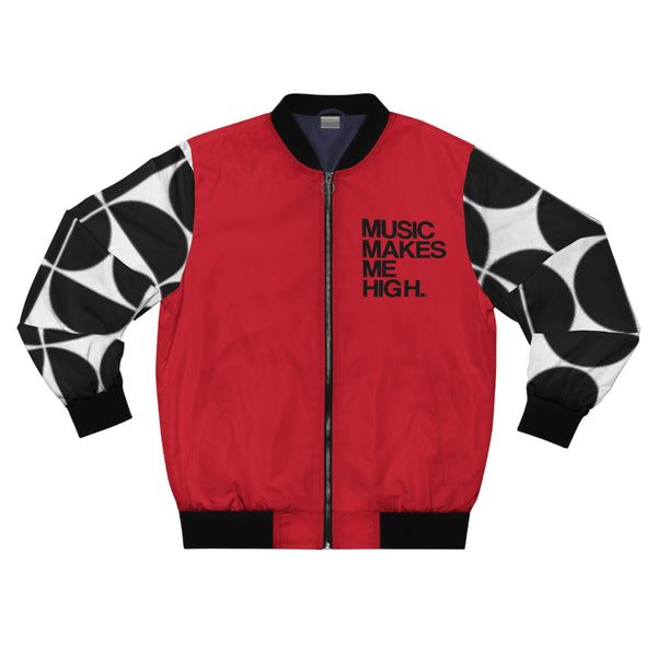 MMMH Unisex Bomber Jacket: Black Geo/Red | Black