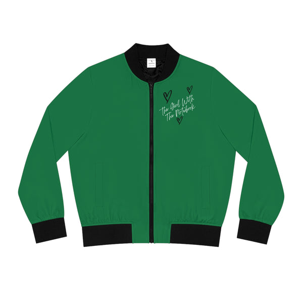 TGWTN Women's Bomber Jacket: Black/White | Dark Green