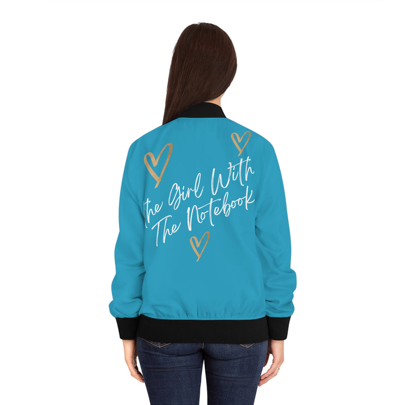 TGWTN Women's Bomber Jacket: Brown/White | Turquoise